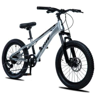 Imagem de Bicicleta MTB KRW Aro 20 com câmbio 7 velocidades L20, Prata, Preto