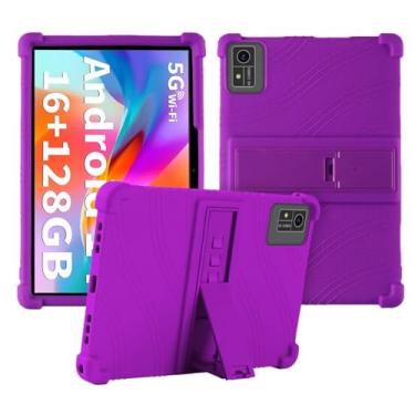 Imagem de Capa para tablet YOBANSE T618 / YLEEBG TAB10 de 10 polegadas, capa protetora de silicone macio para YOBANSE T618 / YLEEBG TAB10, adequada para crianças, capa de tablet com suporte ajustável, 4 cantos