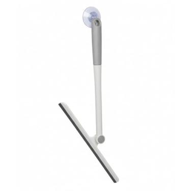 Imagem de Rodo Multiuso Silicone Cabo Articulado 360° Box, Vidro e Azulejos + Gancho Ventosa Transparente Sem Furos | Banheiro seco em segundos – Kit 2 em 1