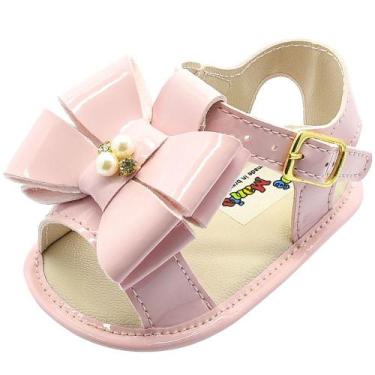 Imagem de Sandália Bebê Menina Rosa Laço com Fivela Confortável e Macia - Bebê M