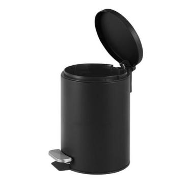 Imagem de Lixeira Redonda com Pedal Multiuso Aço 3 litros - Preto Matte - POWERM