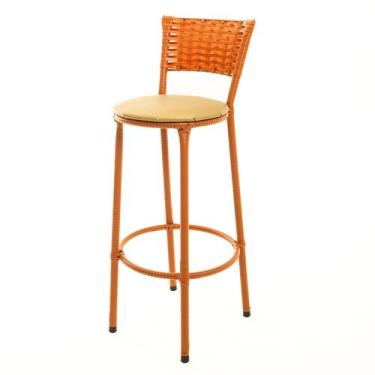 Imagem de Banqueta Alta Encapada Junco IMBUIA Area de Lazer Cozinha Balcão - ESP