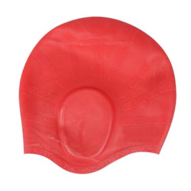 Imagem de Touca Natação Silicone Profissional Unissex Protetor Ouvido Orelha Cabelo (vermelho A)