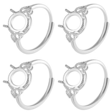 Imagem de SUNNYCLUE 1 caixa, 4 peças, anel de garra, anel vazio, metal, latão, ajustado, oval, pedras preciosas, componentes para fazer joias, kit de fabricação de joias, mulheres, adultos, presentes de