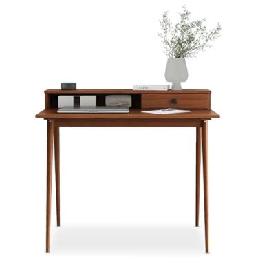 Imagem de IDIMEX Mesa Escrivaninha Madeira Retro 1 Gaveta Nicho Integrado Malina