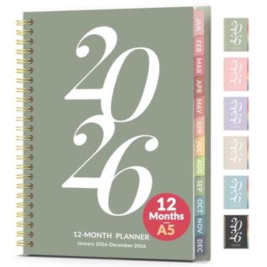 Imagem de Agenda 2024, planejador semanal mensal 2024 com abas, janeiro a dezembro de 2024, Forvencer Agenda Planner Weekly Planner Spiral Bound, planejador mensal 2024 8,3 x 6, capa flexível (A5, verde)