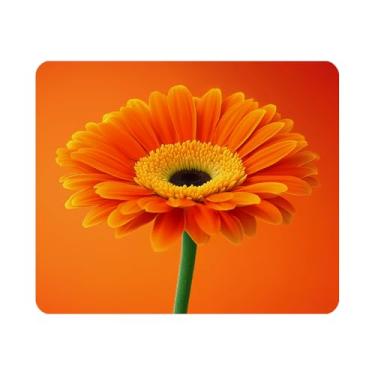 Imagem de Nicokee Mouse pad para jogos laranja Gerbera margarida flor em fundo tapete de mouse de borracha antiderrapante para computadores, laptop, escritório, casa retangular personalizado Mousepad 24 cm x 20 cm