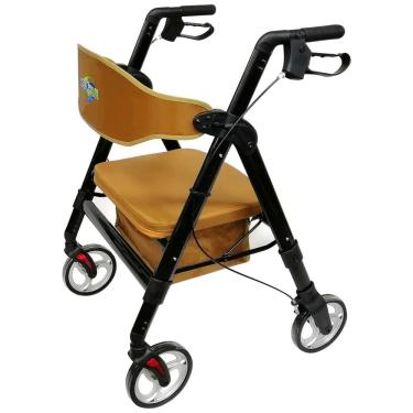 Imagem de Andador Adulto Idoso Healthline com Assento, Suporta até 200 Quilos, Preto