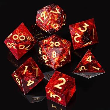 Imagem de Role dice DND Dice Set, 7-Piece Polyhedral Dice in Gift Box for Dungeons & Dragons, Pathfinder & Tabletop Games, Handmade Precision Balanced RPG Dice(Red Black)