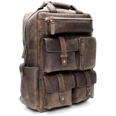 Imagem de Mochila Masculina Retrô para Laptop de Couro, LUXEORIA, Marrom