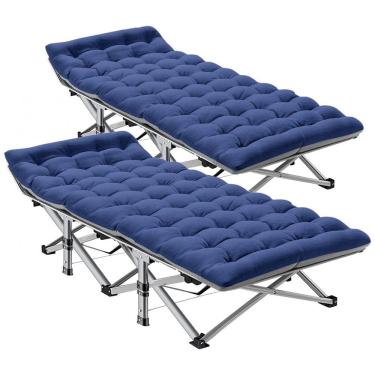 Imagem de Cama Dobrável Portátil para Acampamento com Acolchoado, 2 Unidades, Suporta 408 kg, ABORON, Azul Marinho