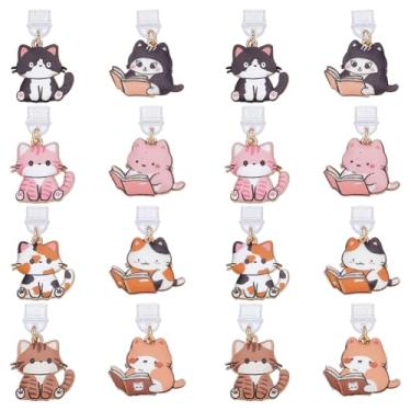 Imagem de WADORN 16 peças, 8 estilos, pingente de plugue de poeira, lindo gato livrário, acessórios de decoração Kindle com plugue de poeira tipo C, presente para amantes de livros, leitores, homens, mulheres