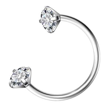 Imagem de Hoeudjo Anel de nariz em ferradura de aço cirúrgico 18G para mulheres com rosca interna dupla joia piercing de nariz tamanho 8 mm, Metal, Zircônia cúbica