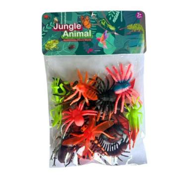 Imagem de Kit Brinquedos Animais Insetos Realistas Coloridos16 Peças - Elite