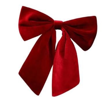 Imagem de KiBcsLic Laço de veludo para Natal, suprimentos para laços, enfeites artesanais macios, decoração de Natal para festa, guirlanda, escada de casamento, Vinho Tinto