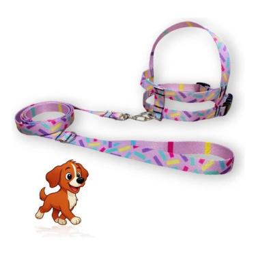 Imagem de Peitoral Coleira Com Guia Passeio Pet Para Cães Cachorro N0 - Lari Pet