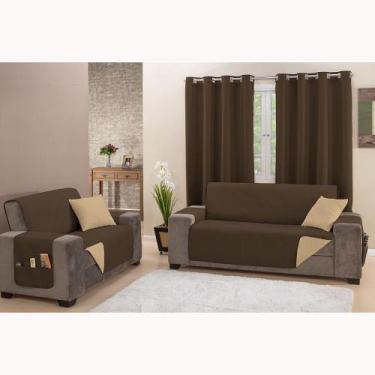 Imagem de Kit 2 Pçs Capa Protetora de Sofá King 2 e 3 Lugares Impermeável Dupla 