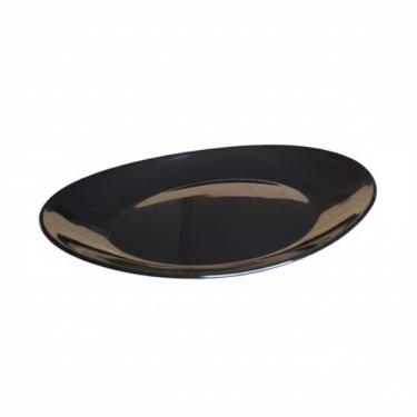 Imagem de Prato Plástico Duro 29cm Raso Preto Almoço Jantar Refeição - Russo Art