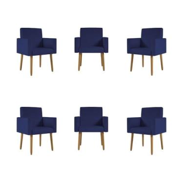 Imagem de Kit 06 Cadeiras Poltronas Decorativa - Escritório - Recepção Cor:azul Marinho