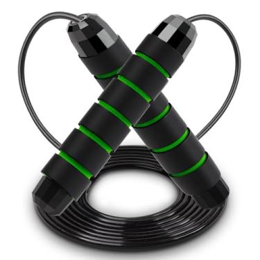 Imagem de Corda de pular ajustável corda de pular sem emaranhados de velocidade rápida com rolamentos de esferas para fitness para mulheres e homens, fitness, casa, escola, academia, exercício, corpo fino