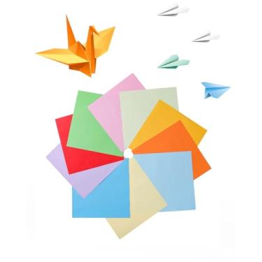 Imagem de 50 folhas de papel origami, cor dupla face, 20 cores vibrantes, fácil de dobrar para adultos, para artes e artesanato, álbuns de recortes e decorações de festa