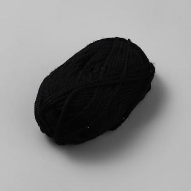 Imagem de Fio de fibra acrílica de 25 g/novelo de 2 mm para tricô, crochê, fio grosso de lã preta para crochê, cachecóis, cobertor, suprimentos de artesanato, cerca de 45 m