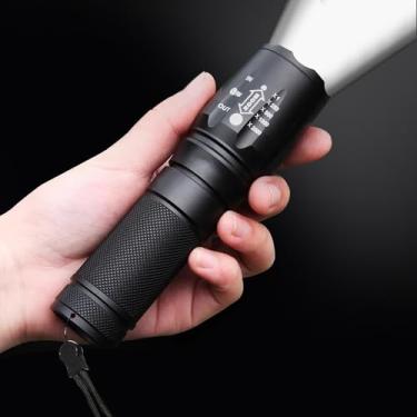 Imagem de 1 pacote de lanternas, tocha tática brilhante de alta luminosidade com 5 modos, luz de flash impermeável com zoom para uso ao ar livre, presentes para equipamentos essenciais de acampamento (pilhas