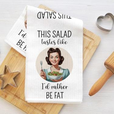 Imagem de Toalhas de cozinha engraçadas 61 x 35 cm, toalhas de mão retrô Sassy Lady Waffle para cozinha casa de fazenda, pano de prato de microfibra absorvente branco toalha de chá, presentes de inauguração de