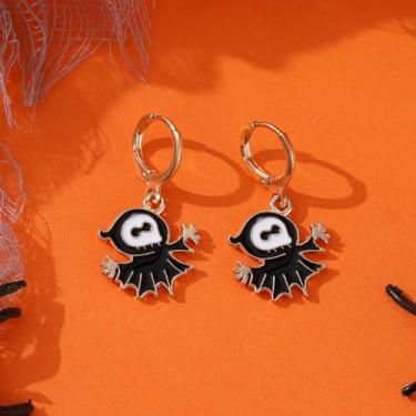 Imagem de Brincos de Halloween para mulheres, teia de aranha, abóbora, fantasma, morcego, brincos pendurados, roupas de Halloween, acessórios de bijuteria de fantasia, 2inch, Aço inoxidável, Sem pedra preciosa