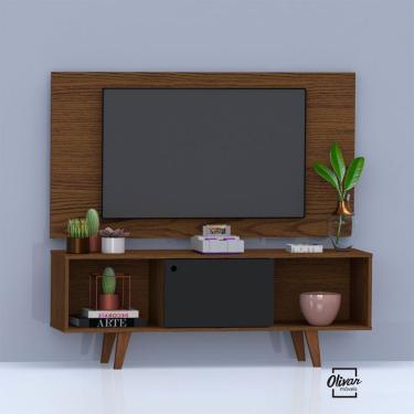 Imagem de Rack com Painel para TV até 42 Polegadas Salah Carvalho e Preto