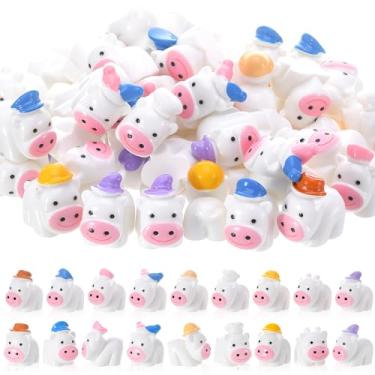 Imagem de GGSTDDUP 54 mini estatuetas de vaca, mini vaca de resina, figuras de vacas em miniatura, vacas pequenas para esconder, ornamento de animais com tema de carreira para chef, enfermeira, policial