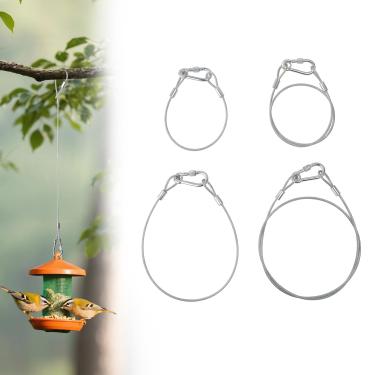 Imagem de 4 cabos de aço para pendurar com ganchos de mosquetão 30,5 cm 45,7 cm 61 cm 91,4 cm - cabo de corrente de suspensão ajustável cabide alimentador de pássaros para alimentadores de pássaros, plantadores