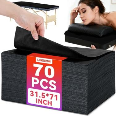 Imagem de LINSIRON Lençóis de cama descartáveis pacote com 70 folhas de mesa de exame 80 x 180 cm papéis de capa profissional equipamento de uso único drapeado esticador lençol tratamento capa proteção barreira