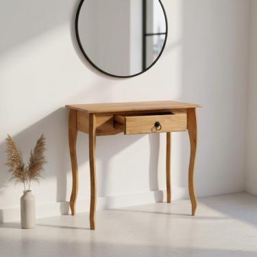 Imagem de Aparador De Madeira Maciça Estilo Luís Xv Rústico Com Gaveta - Mel