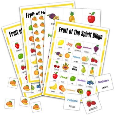 Imagem de Cartões de jogo CIAEXRN Fruit Bingo para 24 jogadores