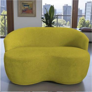 Imagem de Namoradeira Decorativa Beatriz Orgânica Suede Amarelo - Mazzero Decor