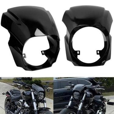 Imagem de Capa De Farol De Motocicleta Preta Brilhante Para Harley Softail Break