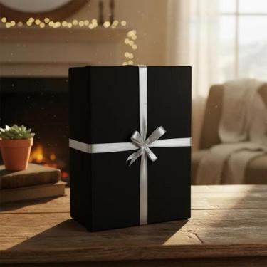 Imagem de Caixa de Presente Luxuosa Natalina com Laço Prata - ORGANIBOX