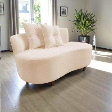 Imagem de Namoradeira Sofá Feijão Suria Orgânica Couro Bege - Mansão Decor