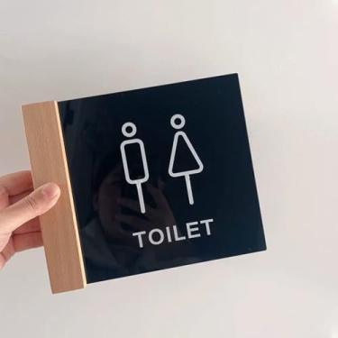 Imagem de Men and Women Toilet Signs, Installation Signs On The Side Hotel WC Card Double -sided Prompt 17x20cm/6.7x7.9inch(Black,Men and Women)