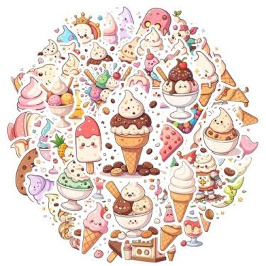 Imagem de 100 peças adesivos de sorvete sobremesa brinquedo DIY adesivos alegres para laptop, motocicleta, bagagem, telefone, laptop, scrapbook, bicicleta