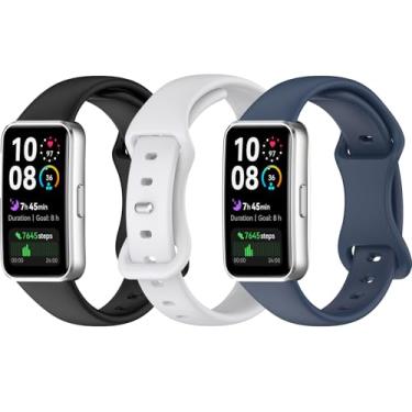 Imagem de HAOZHI 3Peças Pulseira Compatível para Huawei Band 10 9 8,Bracelete Correia Cinta Alça de Substituição para Huawei Band 10,9,8 (Preto+Cinza+Azul topázio)