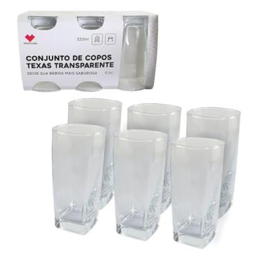 Imagem de Conjunto 12 Copos de Vidro Quadrados Texas - 320ml Tranparentes Resistentes ou Kit Jogo 6 Unidades (12)