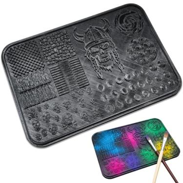 Imagem de Yiyiring Paleta de pincéis secos de pintura em miniatura para pintura de modelos, compatível com o sistema de paleta úmida Army Painter, ideal para miniaturas de jogos de mesa, 19 x 14 cm, preta