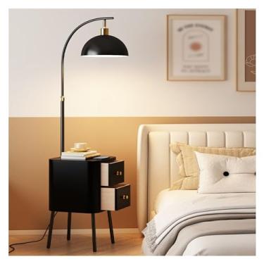 Imagem de Luminária de chão Luminária de chão com controle remoto Luminárias altas modernas mesa cabeceira para salas estar e escritórios(Preto)