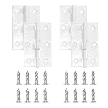 Imagem de Dobradiça de porta branca de 6-3/20.3 cm, Zernmiarder 4 peças de dobradiças de ferro, dobradiças de janela interior e exterior com parafusos - 60 x 36 mm