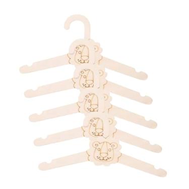 Imagem de KiBcsLic Conjunto de 5 Cabides de Madeira para Bebê, Desenho Animado, Resistentes, para Guardar Roupas, Casacos e Calças, Tema de Animais, Ideais para Crianças, Leão