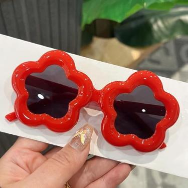 Imagem de Pacote com 1 óculos de sol infantil floral para meninas e meninos, Vermelho
