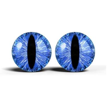 Imagem de Olhos realistas de artesanato de vidro de 2,5 cm, design de íris vertical de gato animal, conjunto de 2 peças, globos oculares de cabochão abobadados, arte, taxidermia e suprimentos para fabricação de