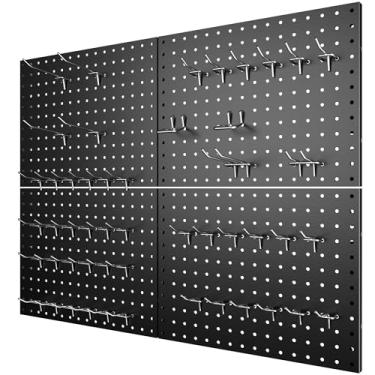 Imagem de 7S garage Peg Board, pacote com 4 painéis de metal Pegboard, organizador de parede, ferramentas Pegboard sistema de armazenamento para bancada, armazenamento de ferramentas de garagem, organização de